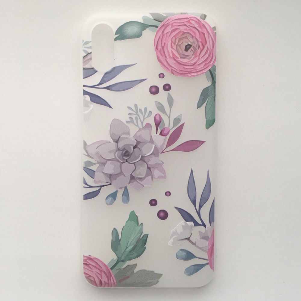NEW iPhone X Case 3D Cool Retro Purple Pink Floral - Picture 2 of 5